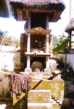 Bundles of thread drying at Tenganan house temple