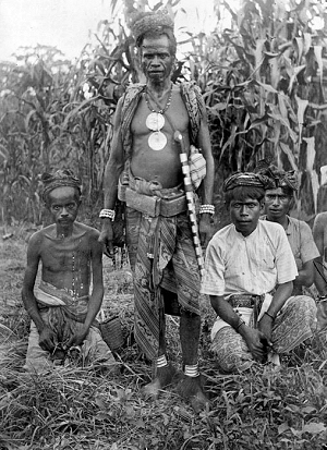 Atoni warriors wearing ikat waistcloths
