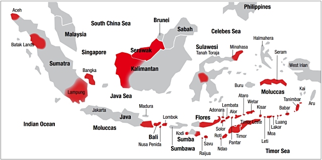 Map of ikat producing regions in the Indonesian archipelago