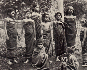Women on Adonara wearing ikat sarongs